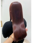 イメチェン髪質改善美髪韓国風巻き前髪顔周りチェリーブラウン