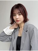 大人ミニボブ前髪あり切りっぱなしボブベリーブラウンK20250518