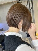 調布レイヤーミディアムショートボブウルフミニボブベージュ前髪