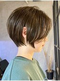 ブリーチなしダブルカラーピンクベージュミディアムボブ20代30代