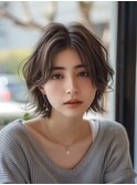 カチモリ羽エクステミルクベージュウルフショートレイヤー着付け