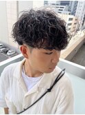 メンズマッシュ波巻きパーマツイストスパイラルパーマ刈り上げ