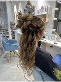 お団子ハーフアップ
