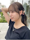 ナチュラル小顔前髪あり後れ毛サイドバング結べるボブくびれヘア