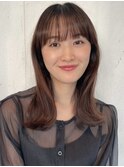 くびれミディアムロング お顔まわりレイヤー ワイドバング