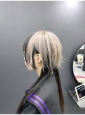 ロングウルフ×アンブレラカラー×ホワイトベージュ