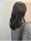 セミロングレイヤー セミディ 地毛風カラー ダークグレージュ