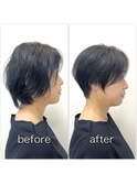 50代ショート絶壁後頭部ボリュームひし形ショート襟足短め