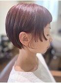 深みボルドー×つやボブ◎ブリーチなしWカラーで大人かわいく