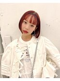 切りっぱなしボブオレンジブラウンミニボブ