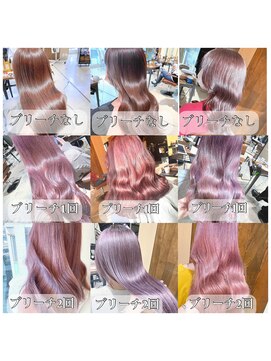 アマトウキョウスマートサロン(AMA TOKYO×Smart Salon) チェリーレッド　ブリーチ回数別　暖色カラー