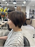 ふんわり丸みショート 艶カラー チョコレートカラー 髪質改善