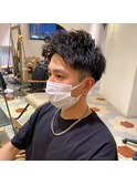 波巻きツイストスパイラル/刈り上げセンターパート/溝の口