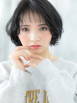 ドクターズ サロン ラブ(Dr's Salon LAB)&nbsp;黒髪シースルーバング立体感ゆるふわショートボブt古河20代30代