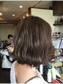 外国人風ミディ外はねダークグレージュ*ウェーブショート