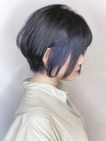 モリオフロムロンドン 原宿本店(morio from London) 【morio原宿】耳かけショートボブ　インナーカラーブルー