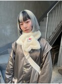 bibito デザインカラー　ボブ　ポイントカラー　白　黒ブリーチ