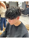 波巻きパーマ　波巻きスパイラル　メンズカット