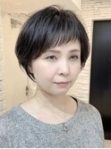 白髪ぼかし/ひし形/癖毛/大人ショートボブ/60代50代40代