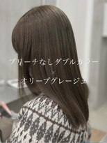 ティア 高知店(TIA)&nbsp;ブリーチなしダブルカラー×オリーブグレージュ