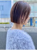 切りっぱなしボブ×夏ナチュラルピンク外ハネくびれ小顔20代30代