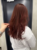 ニコ トウキョウ 渋谷(nico TOKYO)&nbsp;ダブルカラーチェリーレッドピンクブラウン韓国レイヤーロング