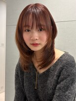 トリッカ 銀座(tricca)&nbsp;ミディアム/レイヤーカット/赤みブラウン/小顔ヘア/艶ブラウン
