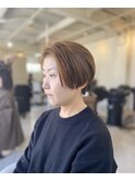 ハンサムショートハイライトミルクティーグレージュ
