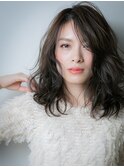 くせ毛風小顔アシンメトリー鎖骨ミディアム201v川口30代40代50代
