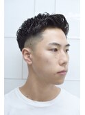 ハイライトマッシュパーマウルフアッシュブラック