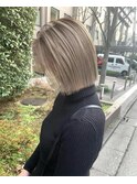 切りっぱなしボブ エアリーロング 美髪 ピンクブラウン