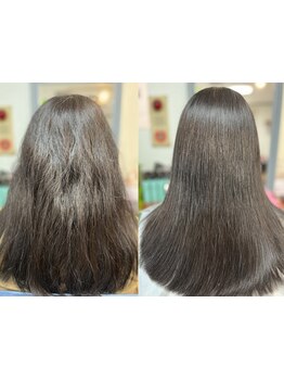 ダメージレスで自然なストレートが叶う♪ハイダメージ毛でも施術可能◎憧れのさらツヤ髪が叶います。