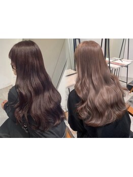 ブリーチなしダブルカラーで透明感カラーに♪髪質改善Tr×カラーのセットが人気◎[学割U24/藤枝駅]       