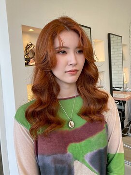 【DIFINO 青山】透明感オレンジブラウン/レイヤーカット