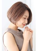 ★イメチェンマロンベージュ前髪小顔カット耳かけAラインボブ
