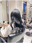 【miko】韓国風ゆるふわロング/艶感クリアブラック/地毛風カラー