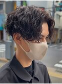 センターパート波巻きパーマスパイラルパーマツイストスパイラル