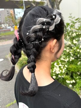 ナカオコアフュール(NAKAO COIFFURE) 編み込みツイン　エクステ×ラメアレンジ　イベントヘア