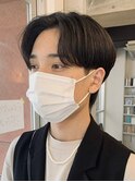 ニュアンスパーマセンターパート毛流れパーマメンズヘア波巻き