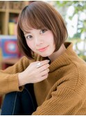 透明感マロンベージュツヤ髪前下がりミニボブc6上尾10代20代30代