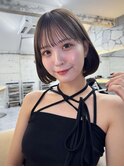くびれボブレイヤーカットグレージュブリーチ無し