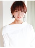 ショート・仕上げでウルフショート・ピンクベージュ・白髪ぼかし