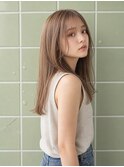 シースルーバング×サラツヤストレート／ミルクベージュ