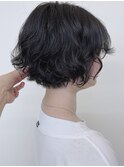 【morio原宿】ゆるふわパーマ ショートボブパーマ 黒髪 前髪無し