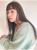 さらっとロングヘア/前髪/マロンベージュ/くすみベージュ