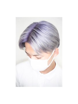 髪といろいろ ホワイトシルバー×青紫