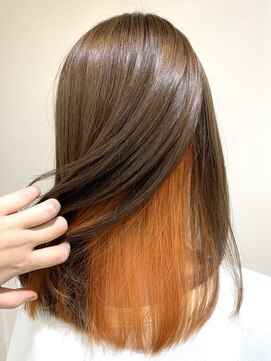 アズール 草加(azule) ブラウン×オレンジ　インナーカラー