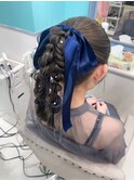 ポニーテールアレンジ 結婚式 お呼ばれアレンジ ヘアメ