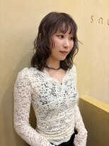 スニュウ(snuw)&nbsp;切りっぱなしボブマロンベージュラベンダーミルクティ