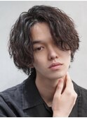 渋谷サーフカール波巻きスパイラルパーマメンズボブウルフカット